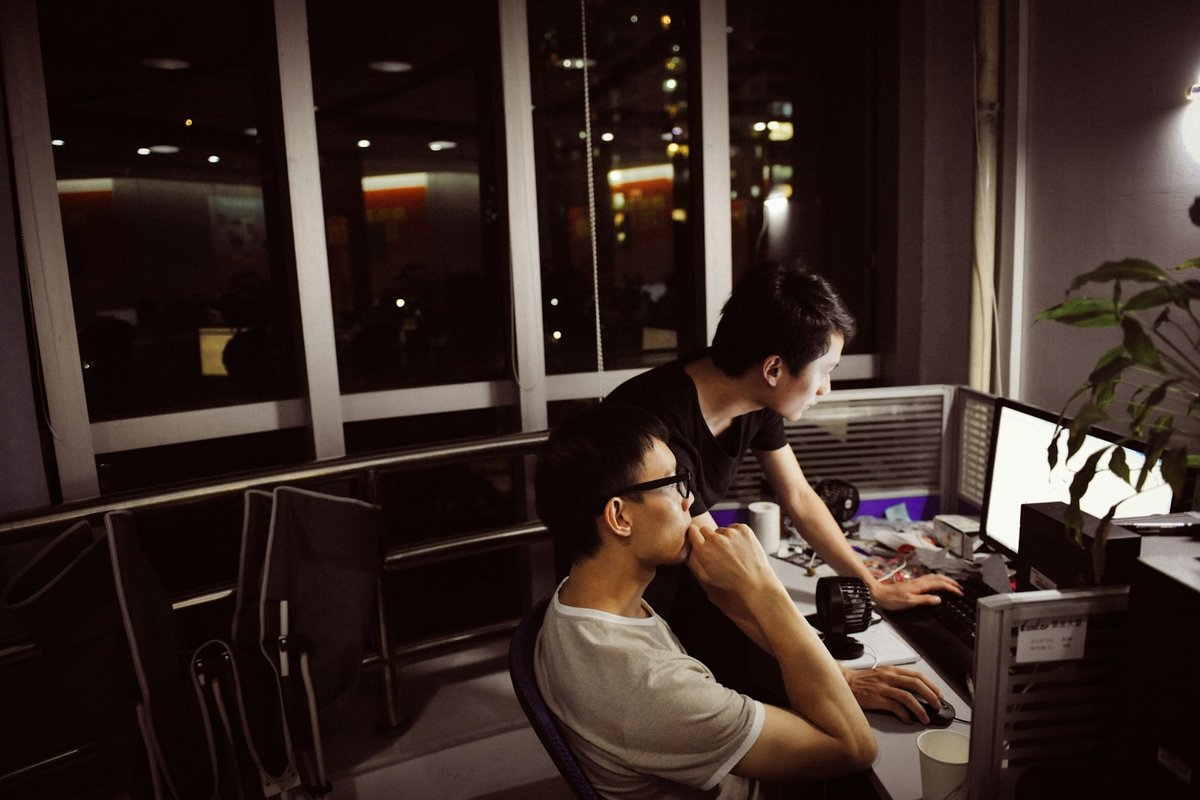 Two developers working a stubborn problem late